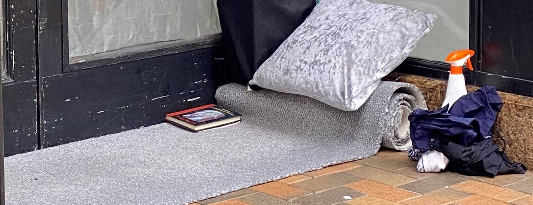 Carpet roll on ground